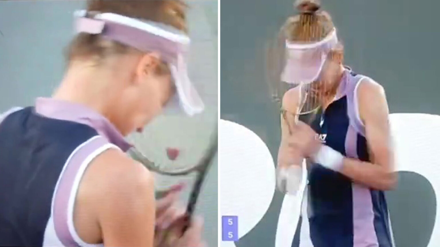 Watch horror moment furious tennis star smashes her head with her racket multiple times after ‘choking’ in major upset