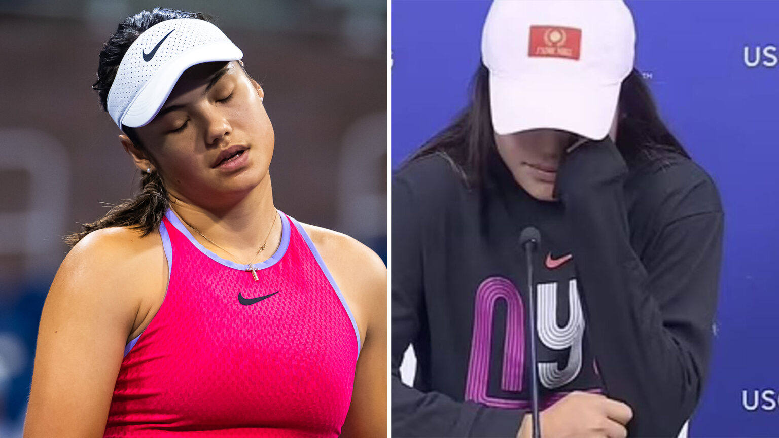 Emma Raducanu breaks down in tears after crashing out of US Open in first round and sobs ‘I feel down… I feel sad’