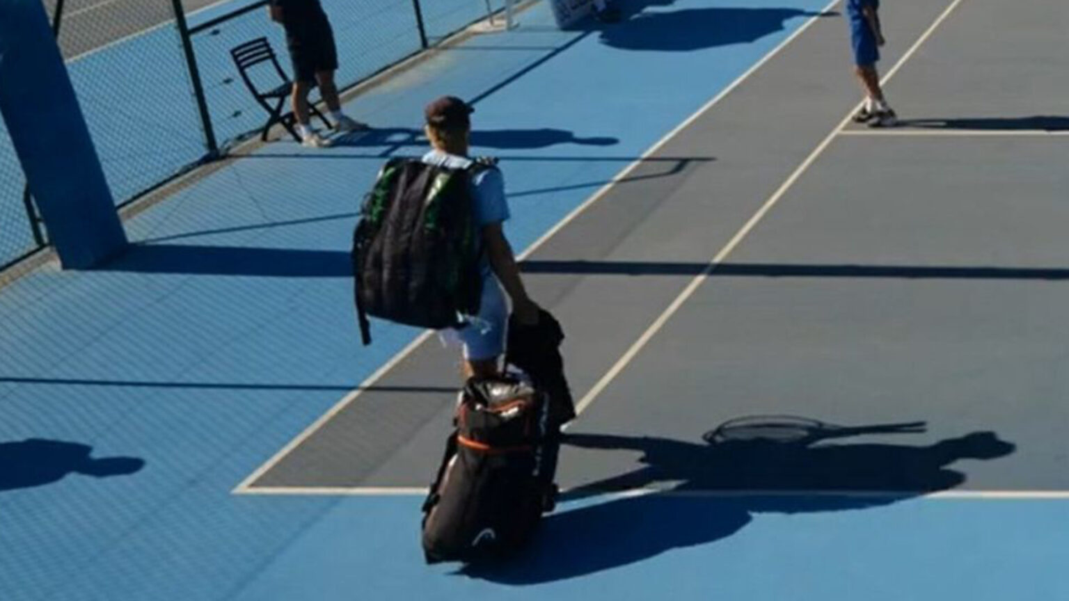 Never-before-seen moment tennis ace turns up on court with SUITCASE after taking two planes, train and car in mad dash