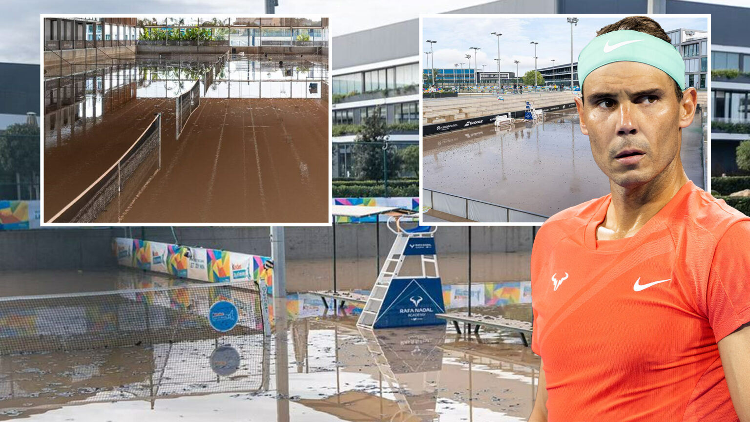 Shocking pictures show Rafael Nadal’s tennis academy UNDER WATER after record-breaking floods devastate Majorca