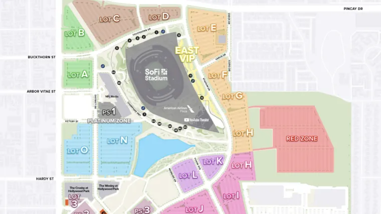 Sofi Stadium parking lots