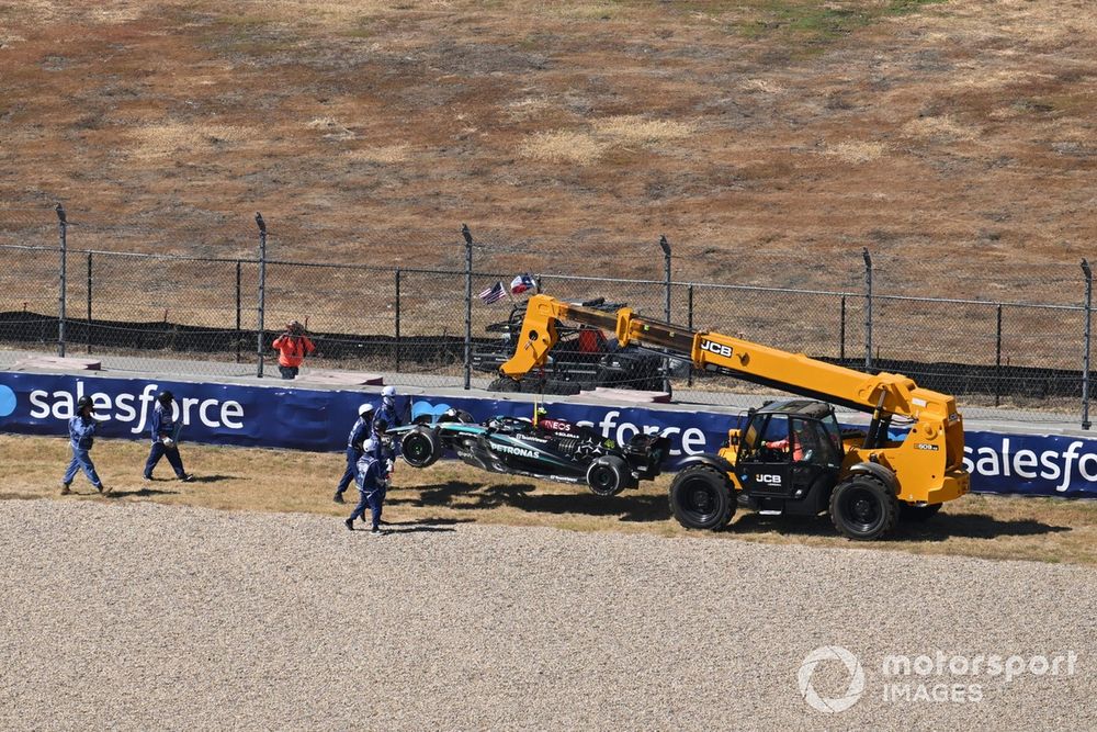 Hamilton's race ended before it really began with an early spin into the T19 gravel