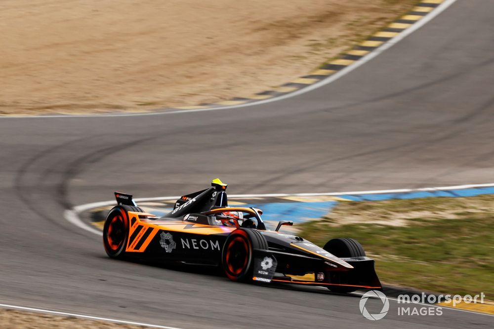 Barnard behind the wheel of the McLaren Gen 3 Evo car during the Jarama test