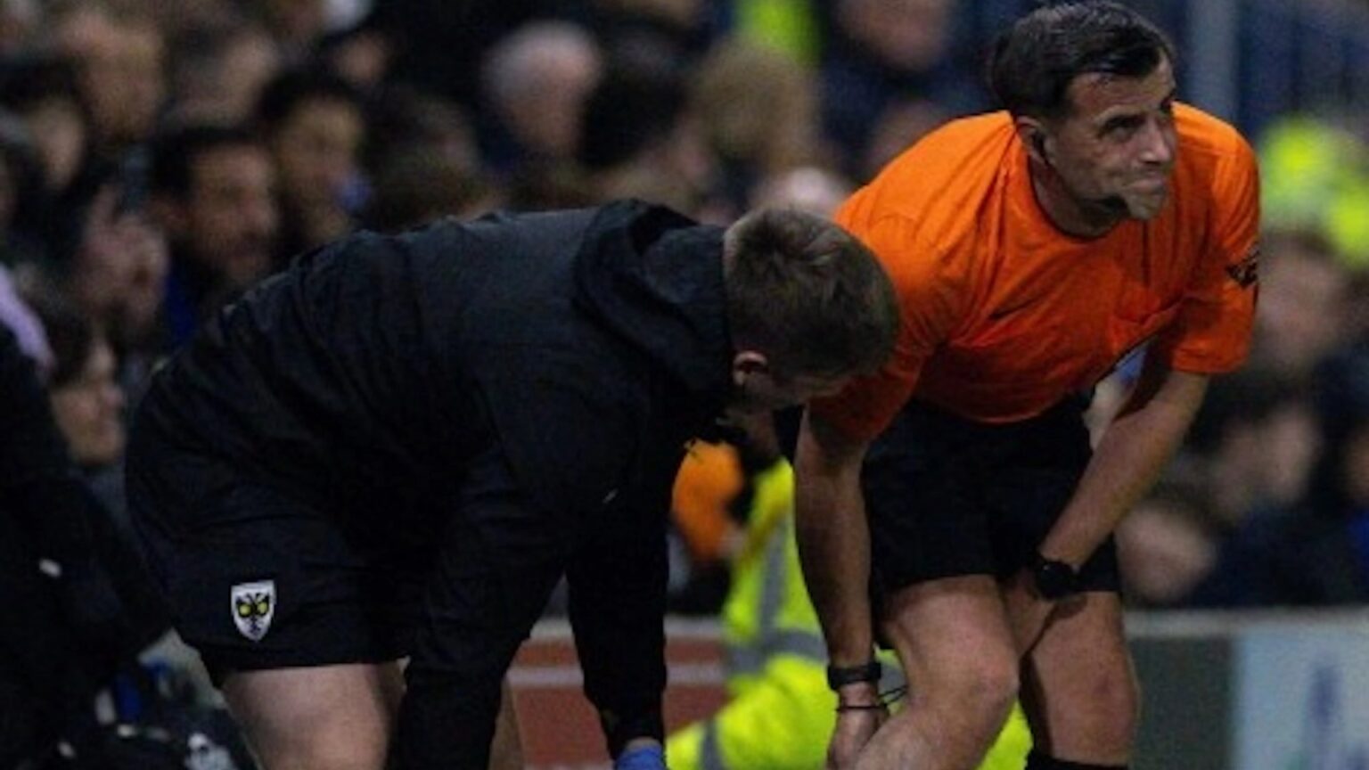 FA Cup clash DELAYED as referee is substituted after injury… with PA appealing for new official over tannoy