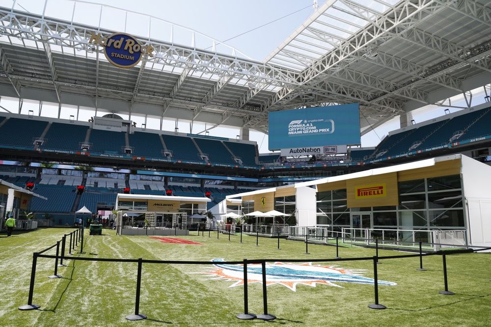 F1 paddock inside the Hard Rock stadium