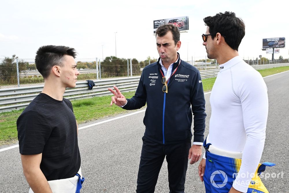 Championship co-founder Longo with Zane Maloney and Lucas Di Grassi at Jarama