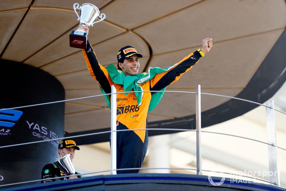 Gabriel Bortoleto, Invicta Racing celebrates after winning the championship