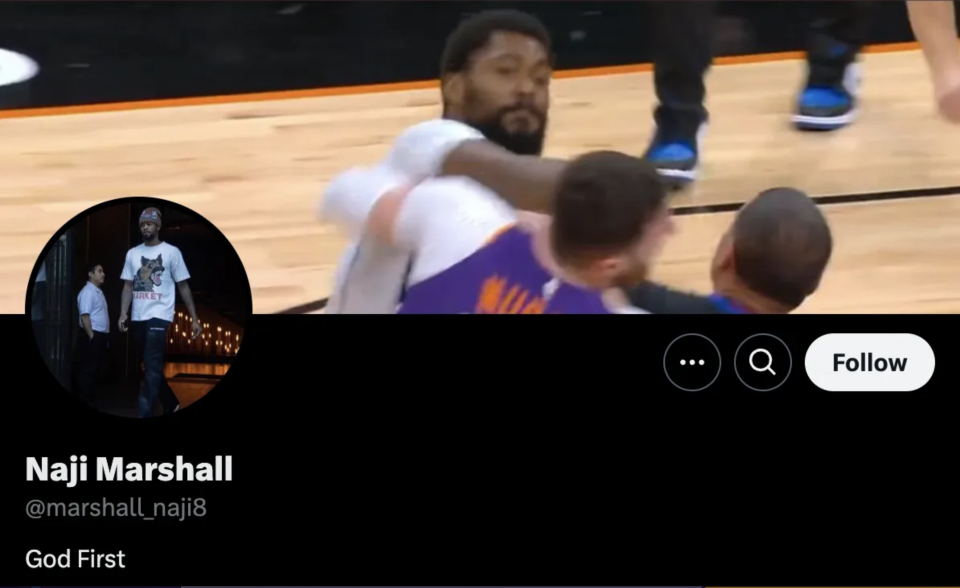 Naji Marshall posted a photo of him punching Jusef Nurkic as a banner image on his X account after their confrontation on Dec. 27, 2024