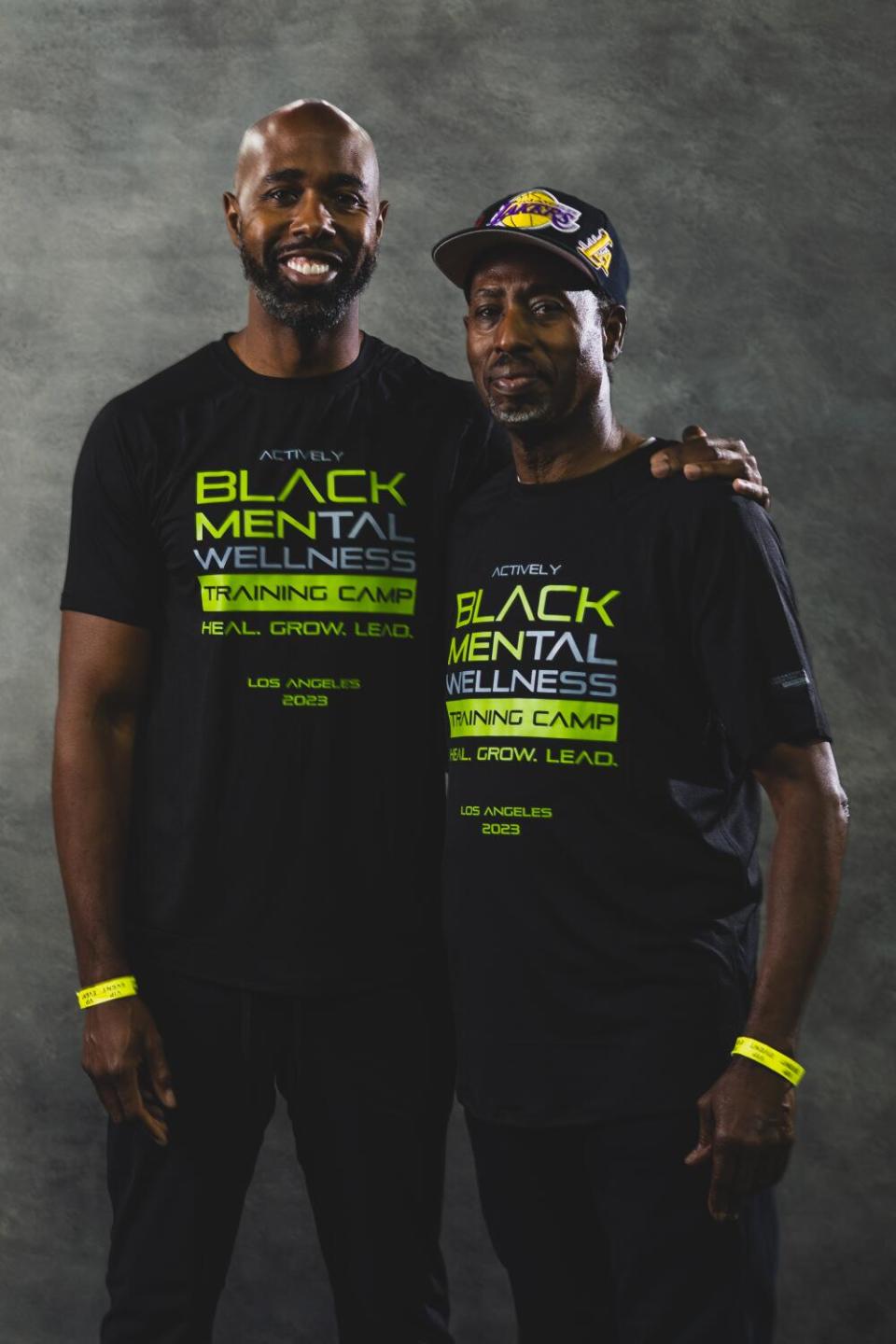 Albert Sanders Sr., right, and Albert Sanders Jr. pose for a portrait.