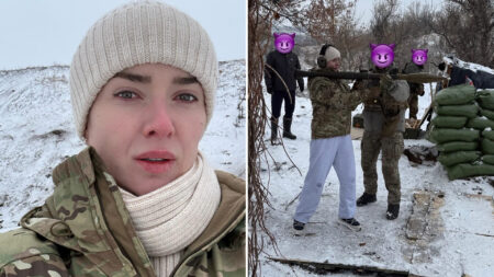 Glamorous tennis star swaps racquet for ROCKET LAUNCHER as she returns to Ukraine during off-season