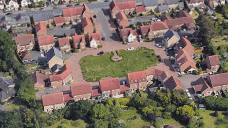 EFL club’s former stadium now housing estate with tiny strip of grass remaining from where old centre-circle once stood