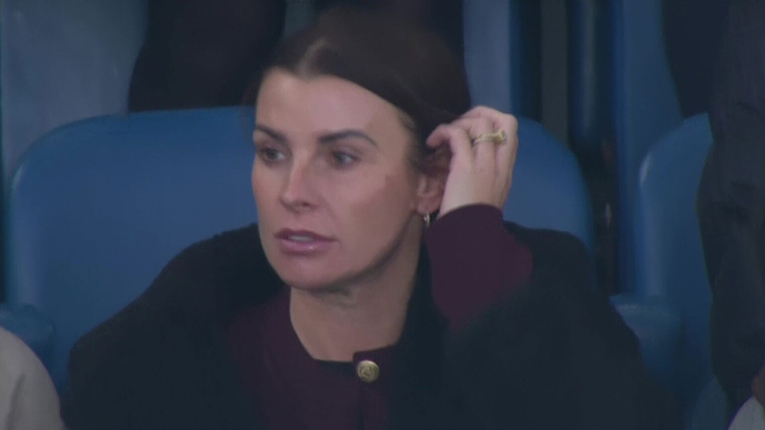 Coleen Rooney looks unimpressed as she watches on during Everton defeat… as husband Wayne loses again too