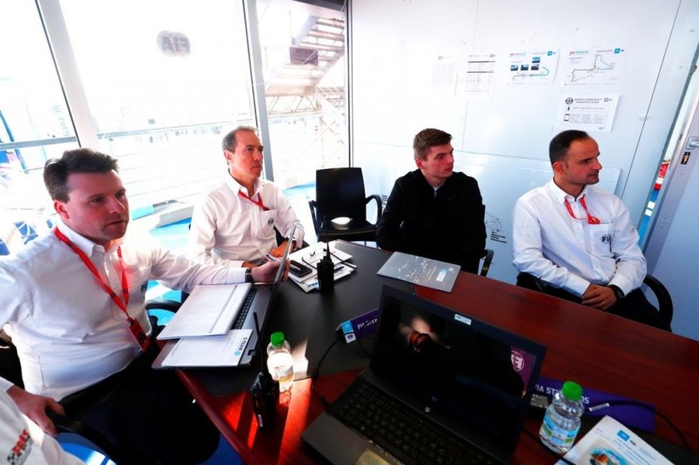 Max Verstappen with the stewards
