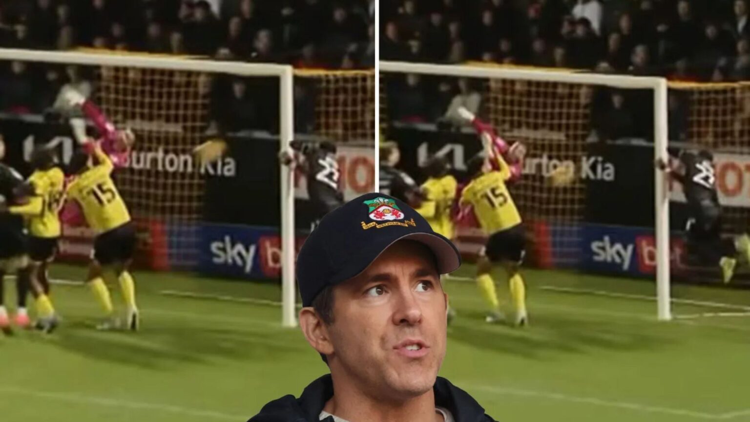 Ryan Reynolds left in disbelief after watching Wrexham star’s wonder goal that was assisted by Storm Darragh