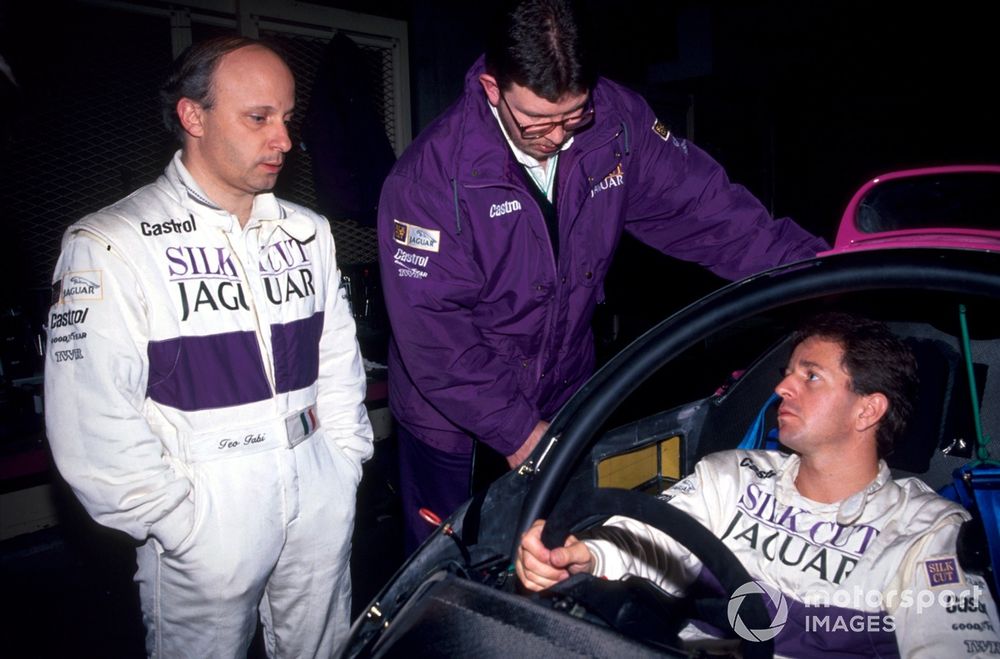 Brawn devised the XJR-14 in which Fabi (left) won the 1991 title and Brundle starred when F1 commitments allowed