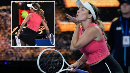 Australian Open star smacks bum and blows kisses to BOOING crowd before accusing them of being ‘super drunk’