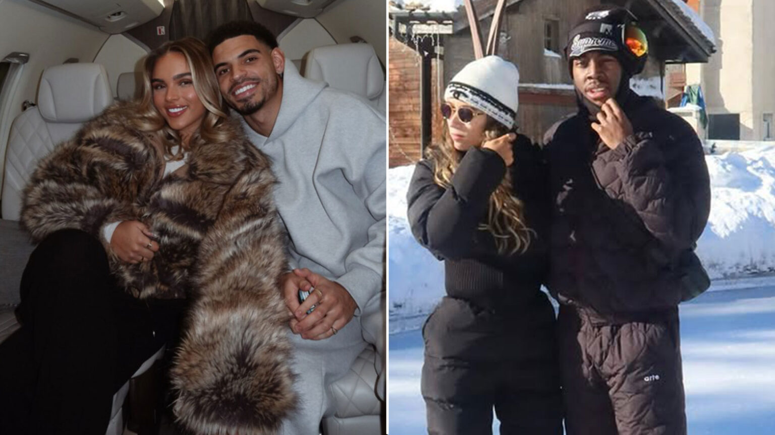 Nottingham Forest heroes Anthony Elanga and Morgan Gibbs-White enjoy New Years ski trip with stunning girlfriends