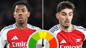 Arsenal player ratings: Kai Havertz fluffs golden chance on dismal night for Gunners… but academy ace a rare positive