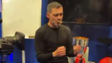 Moment new AC Milan manager whips out cigar in repeat of iconic celebration after winning trophy in second game