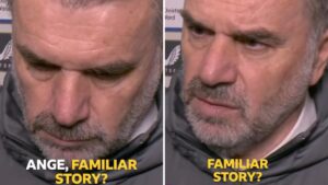 ‘Great way to start an interview,’ fumes Postecoglou at BBC reporter’s innocent two-word question after Tottenham loss