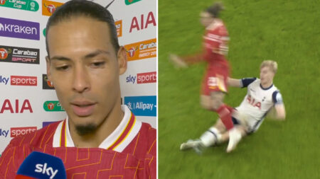 ‘The ref made a mistake’ – Virgil van Dijk furious at Bergvall’s winner moments after Spurs star should have seen red