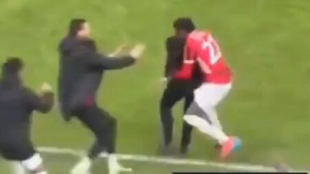 Moment Tottenham flop injures his own manager with ‘red card tackle’ as he celebrates trophy months after leaving Spurs