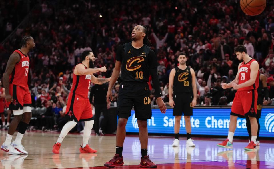 This was not Darius Garland's finest moment. (AP Photo/Ashley Landis)