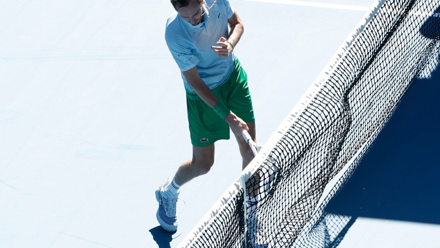 Moment raging Daniil Medvedev smashes Australian Open net camera in spectacular on-court meltdown