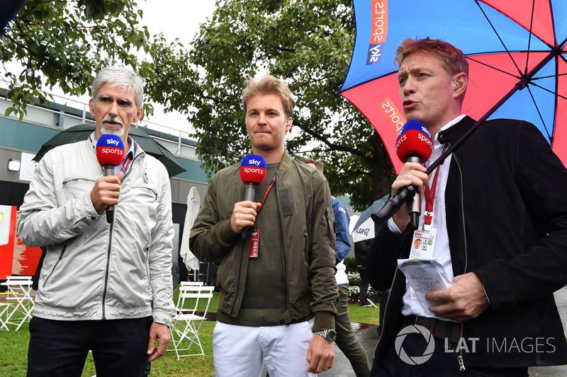 Damon Hill, Sky TV, Nico Rosberg, Mercedes-Benz Ambassador and Simon Lazenby, Sky TV