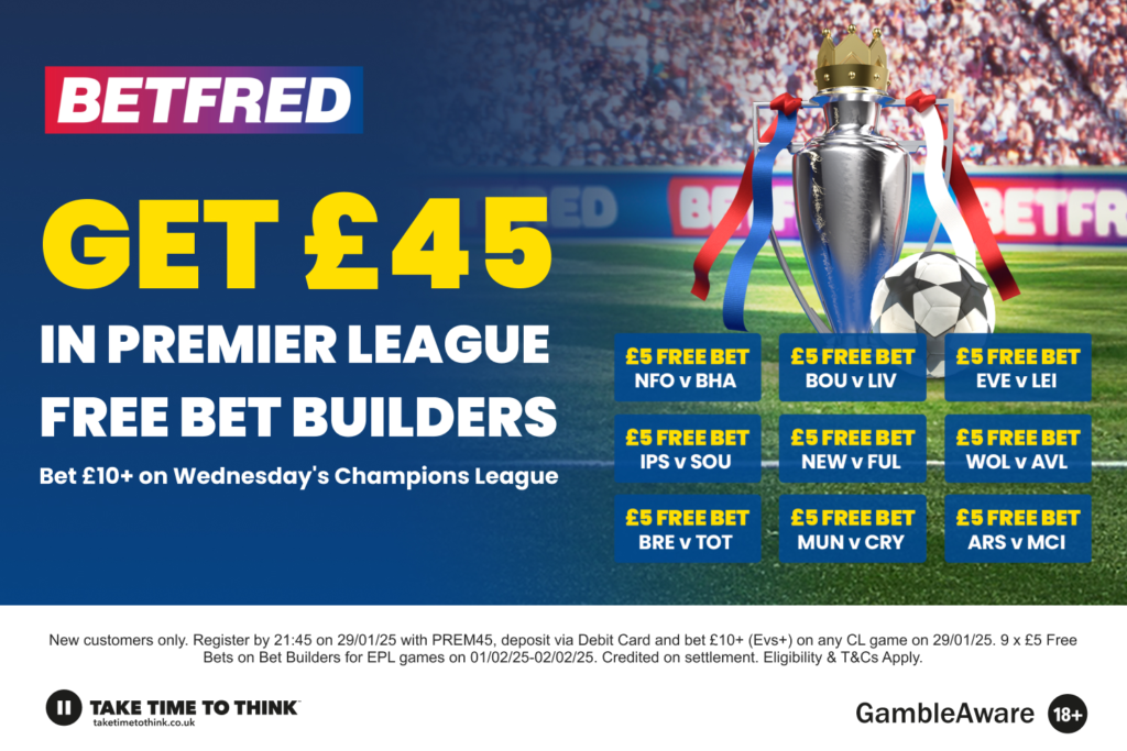 Bet £10+ on the Champions League and Get £5 free bet builder for EVERY Premier League game this weekend