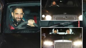 Ruben Amorim smiles as he and Man Utd stars arrive back in Manchester after FA Cup heroics against Arsenal