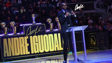 Iguodala’s selflessness on display in jersey retirement ceremony