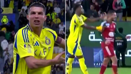 Cristiano Ronaldo explodes in fit of fury after £64million signing Jhon Duran gets sent off for SLAPPING rival