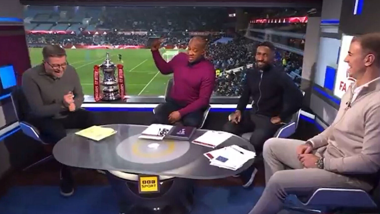 BBC FA Cup coverage interrupted by angry fan calling Dion Dublin a ‘w****r’ as pundit says ‘I’ll take him outside’