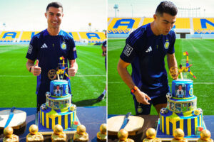 Cristiano Ronaldo given incredible birthday cake by Al-Nassr complete with childhood pics and all 5 of his Ballons d’Or