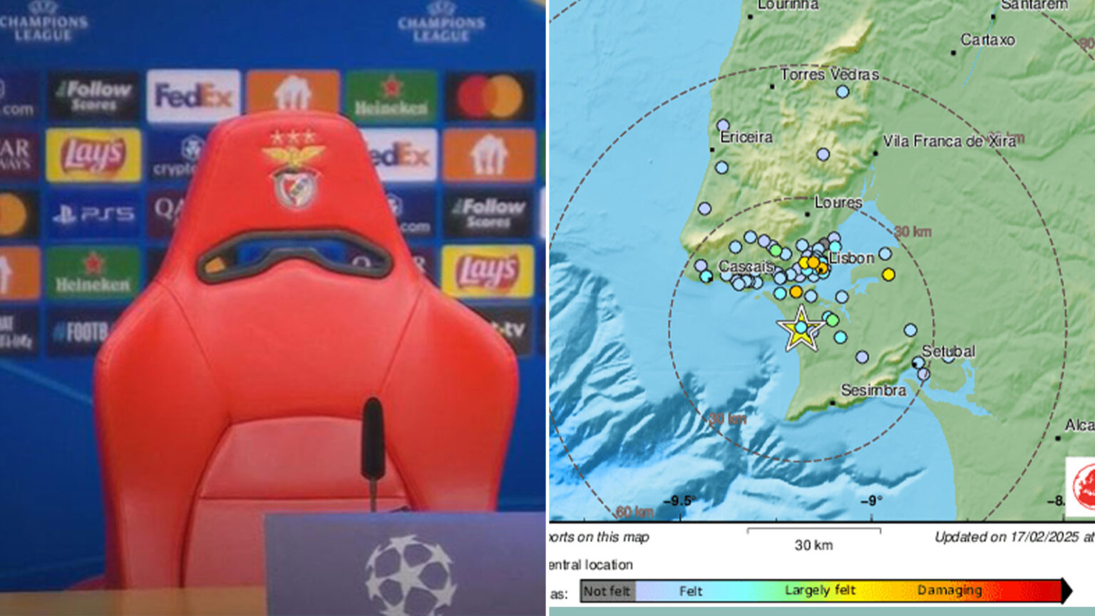 Earthquake strikes Lisbon during Champions League press conference and leaves whole room shaking