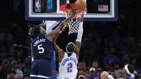 Watch Anthony Edwards’ game-saving block to cap off Timberwolves 25-point comeback win against Thunder