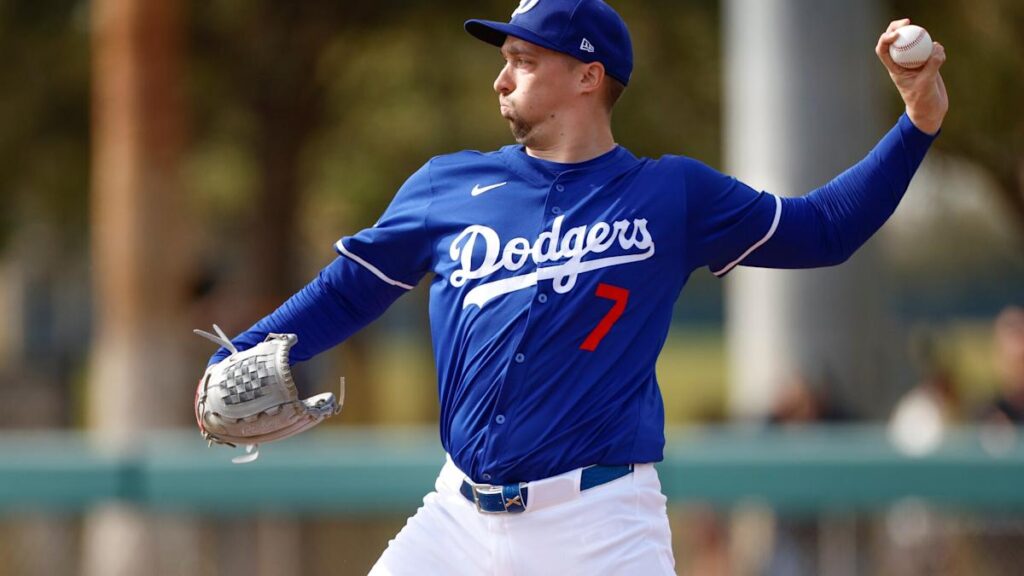 Snell happy with velocity after tossing scoreless inning in his spring training debut with Dodgers