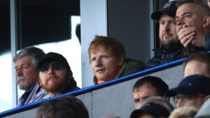 ‘Not on my 2025 bingo card’ – Fans can’t believe who Ed Sheeran is sat next to at Ipswich vs Tottenham clash