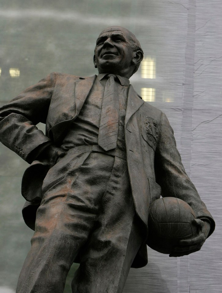 Statue of Sir Matt Busby at Old Trafford.