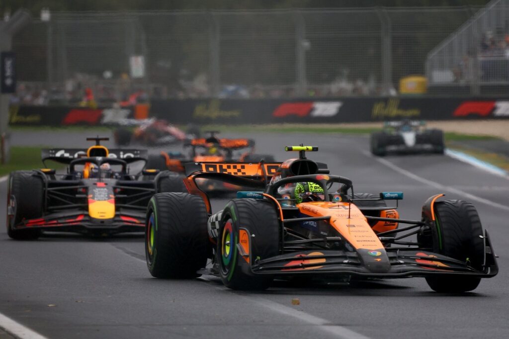 Norris holds off Verstappen for victory in chaotic wet-dry race