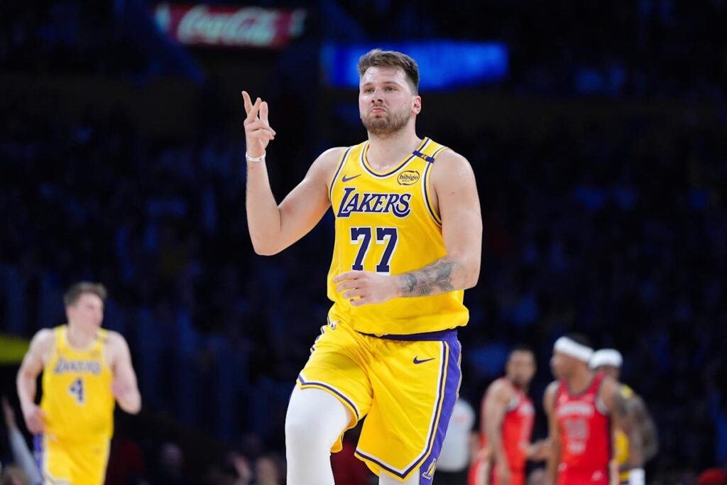 Luka Dončić joins LeBron James, Magic Johnson and Jerry West as only Lakers to post 30 points and 15 assists in a game