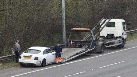 Moment Marcus Rashford’s £700k Rolls-Royce is towed off motorway after tyre blew out