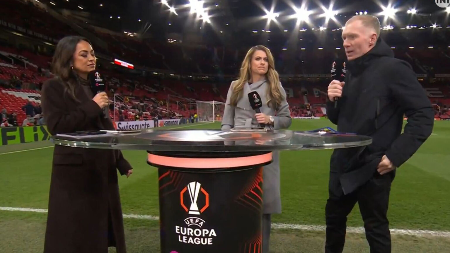 Paul Scholes ‘jumps out of his skin’ live on TNT Sports as pundit is shocked by Man Utd’s pre-game antics