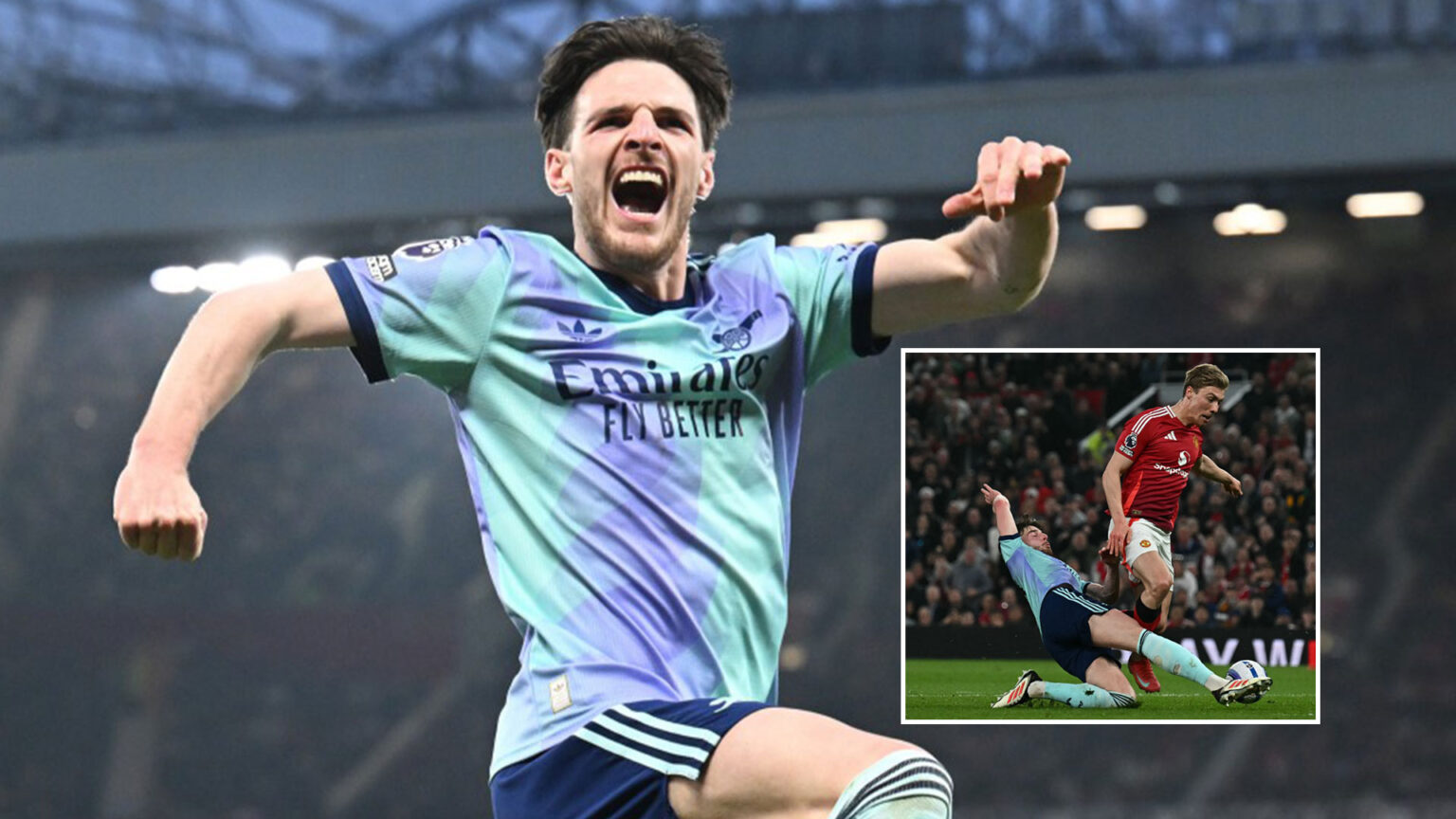 Man Utd 1 Arsenal 1: Declan Rice spares Arsenal with wicked equaliser and game-saving tackle – but title race looks over