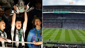 Champions League superstar, 22, turns up at Wembley to support Newcastle ace Tino Livramento