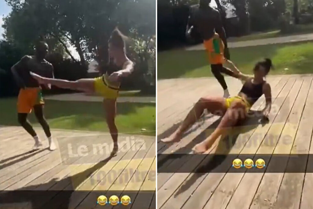 Moment Arsenal flop Nicolas Pepe floors porn star girlfriend Teanna Trump in playfight