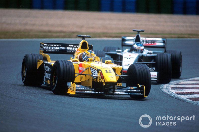 Heinz-Harald Frentzen, Jordan Mugen Honda 199, Mika Hakkinen, Mclaren MP4-14