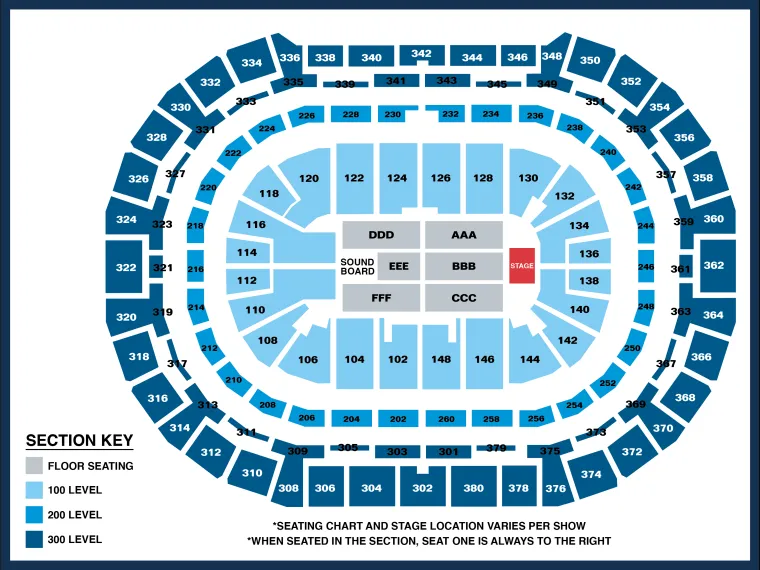 Ball Arena concert seat map