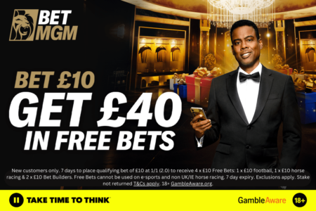 Welcome bonus: Get £40 in free bets when you stake £10 on football with BetMGM
